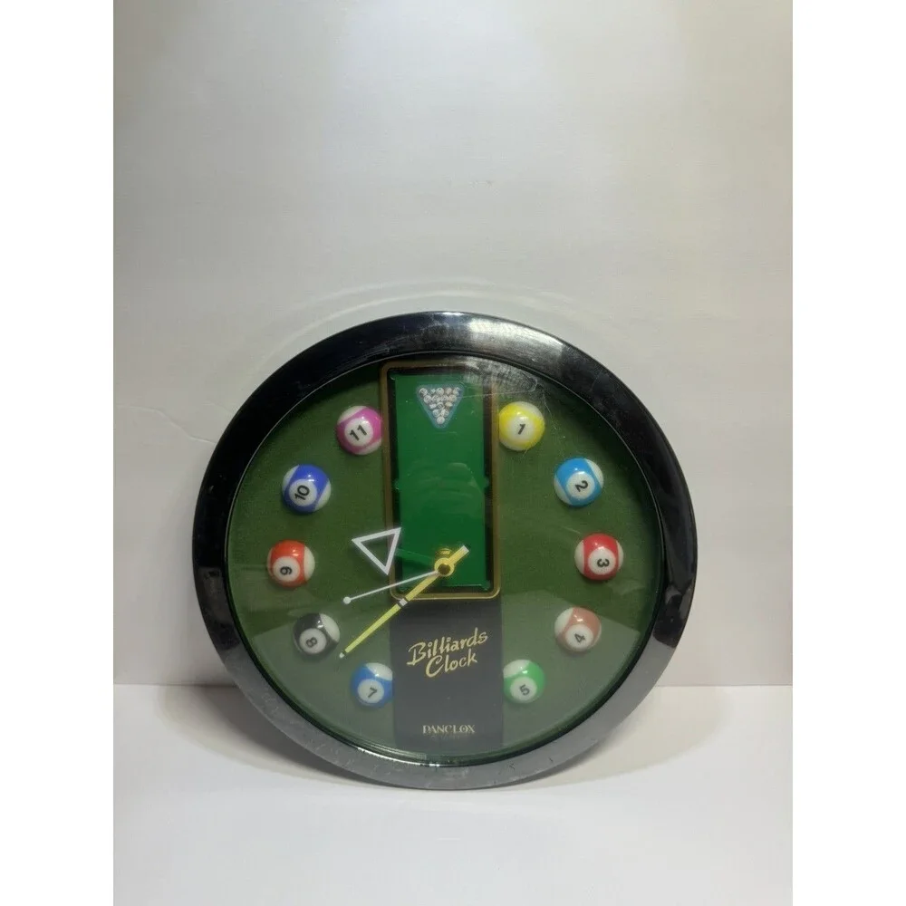 Vintage Billiards Clock Pool Ball Wall Clock Game Room Man Cave Decor Quartz
